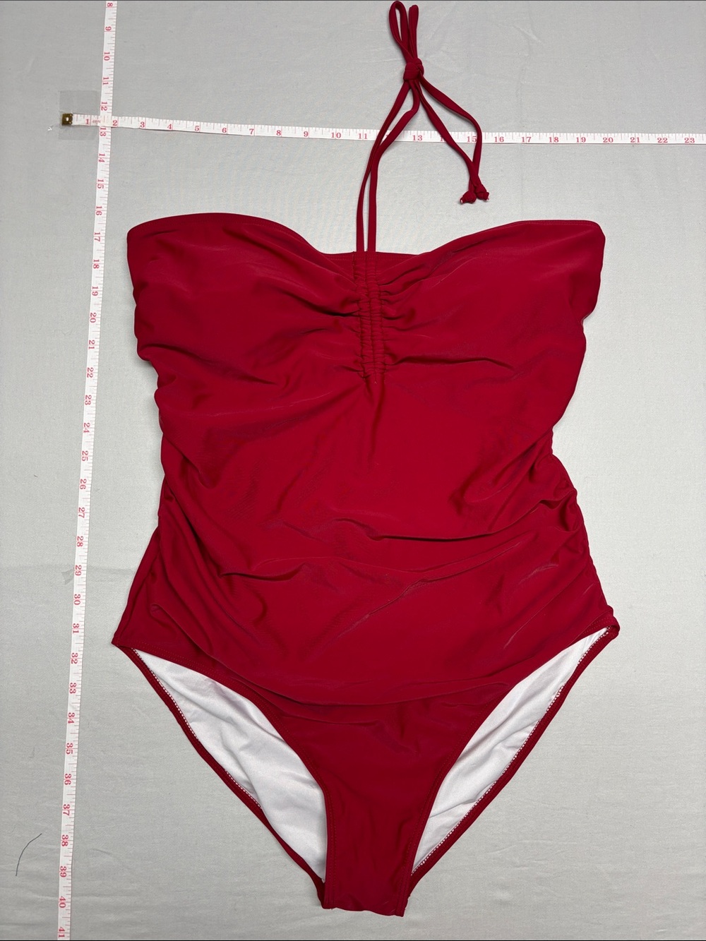Red Strapless One-Piece Swimsuit with Halter Tie vacation, travel, pool, trendy